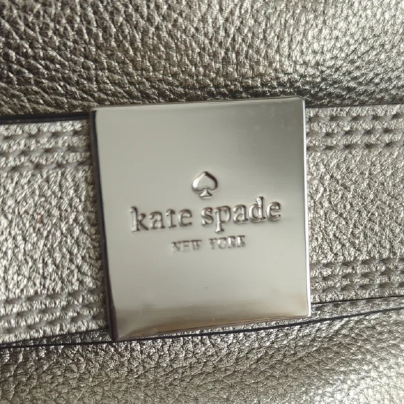 Kate Spade Gold Shoulder Bag Metallic Finish & Care Card Included 10Lx14W - Picture 4 of 17